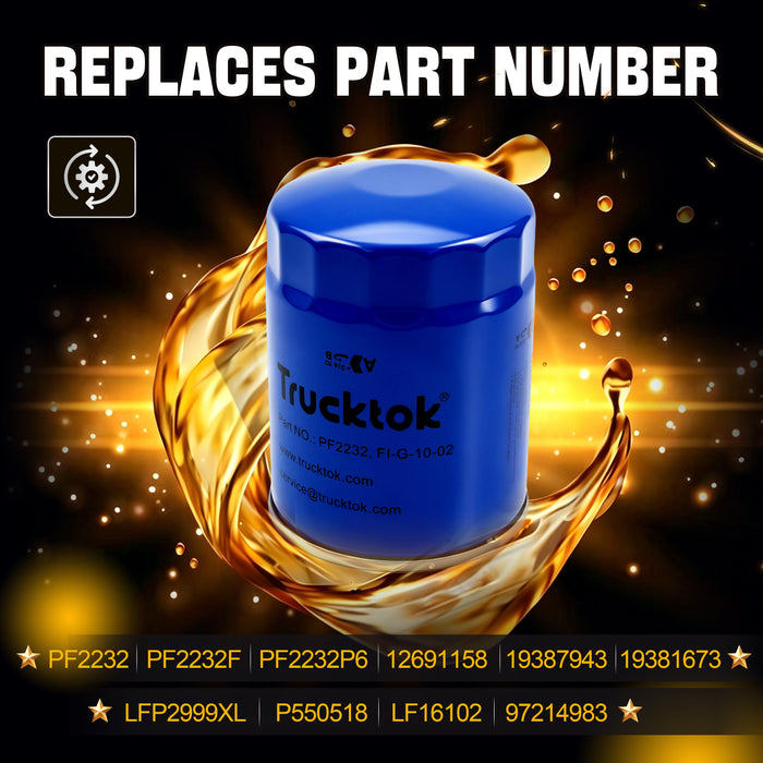 Trucktok 2001-2019 6.6L Silverado Sierra Duramax Oil Filter Replaces PF2232