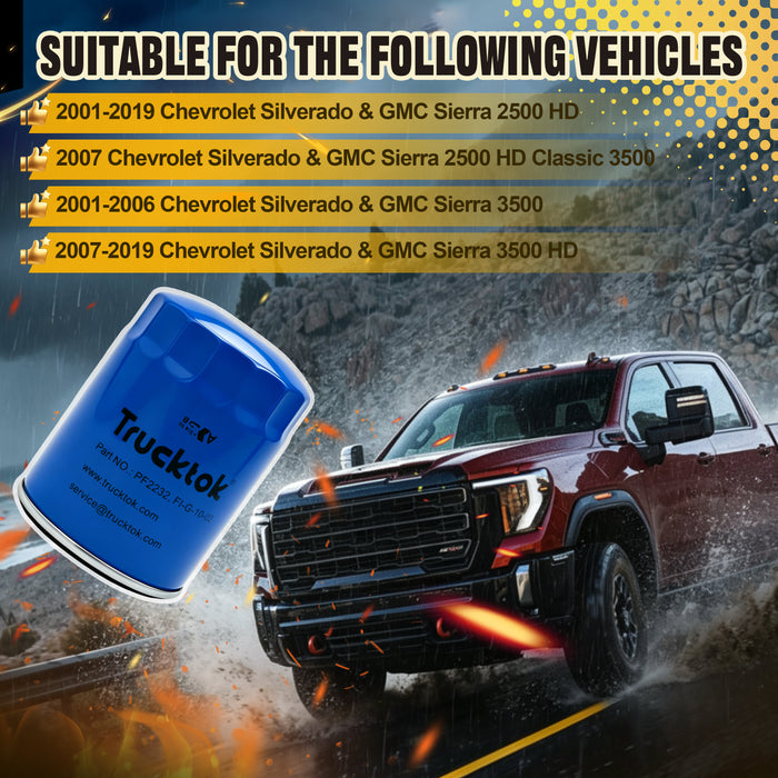 Trucktok 2001-2019 6.6L Silverado Sierra Duramax Oil Filter Replaces PF2232