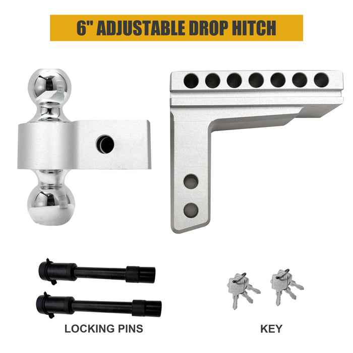 Trucktok 2" Adjustable Hitch 6" Drop/Rise 12,000 GTW with Dual Locks