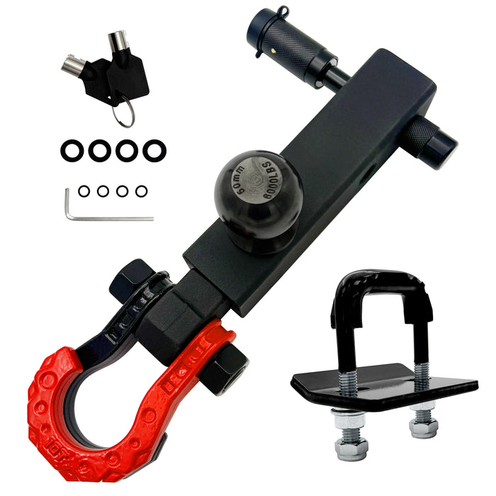 Trucktok 2" Hitch with Ball 50,600 lbs Strength & Shackle Key Lock