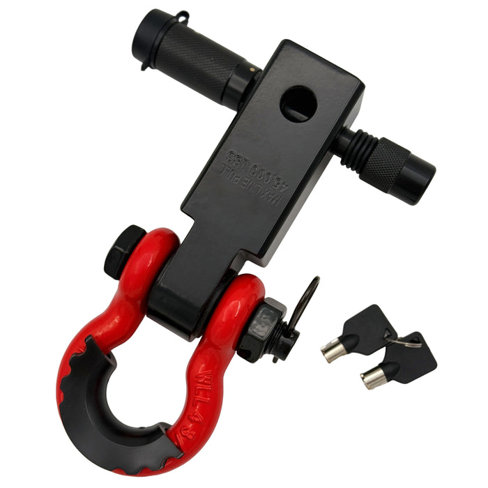 Trucktok 2" Receiver Heavy Duty Shackle Hitch Receiver 3/4 D-Ring and 5/8" Lock Pin 38,500 lbs Break Strength Off-Road Recovery Kit