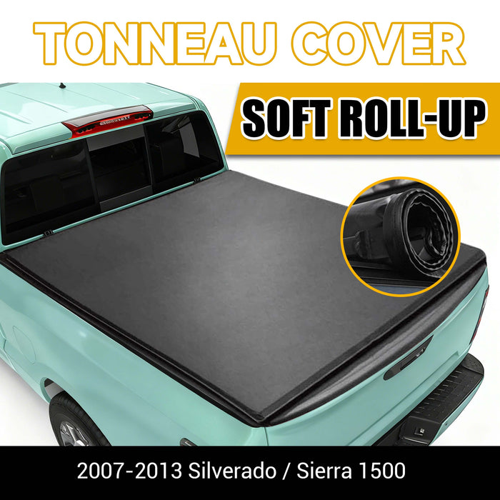 Trucktok 2007-2013 Chevy Silverado Sierra 5.8FT Soft Roll Up Tonneau Cover Bed