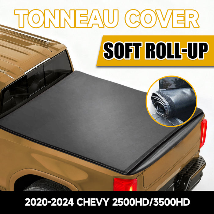Trucktok 2020-2024 Chevy Silverado Sierra 6.8FT Soft Roll Up Tonneau Cover Bed