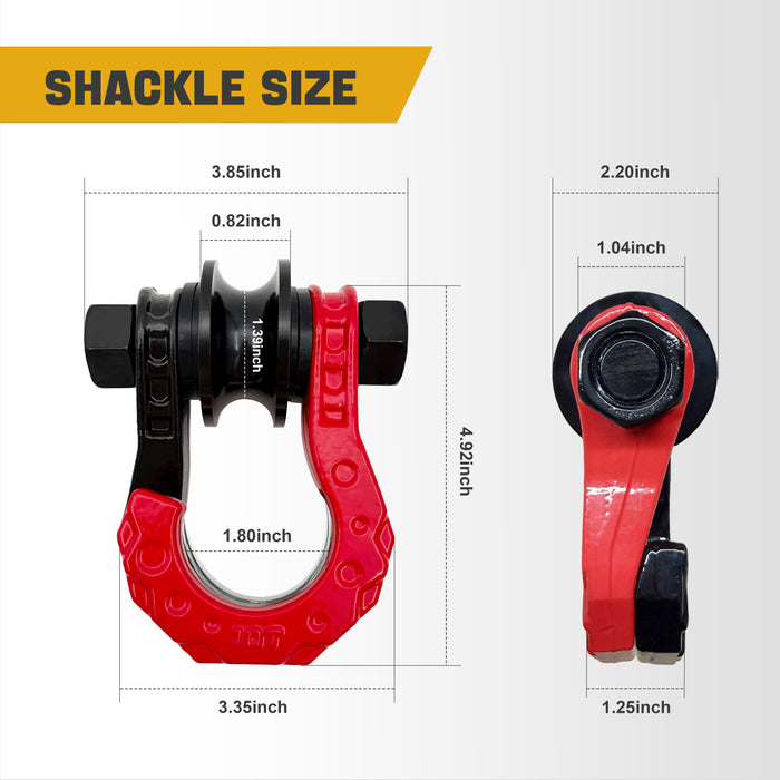 Trucktok 3/4" D-Ring Shackle 52,000 lbs Break Strength Recovery Pulley (1 Pair )