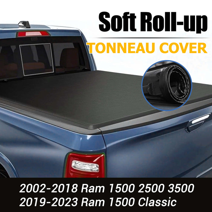 Trucktok 2003-2023 Dodge Ram 8FT Soft Top Roll-up Tonneau Cover Truck Bed