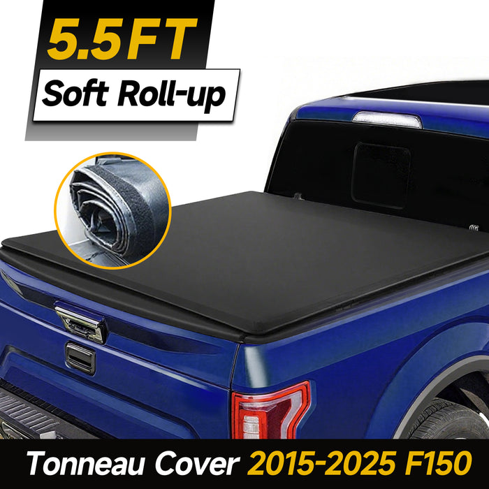 Trucktok 2015-2025 Ford F150 5.5FT Soft Roll Up Tonneau Cover Truck Bed
