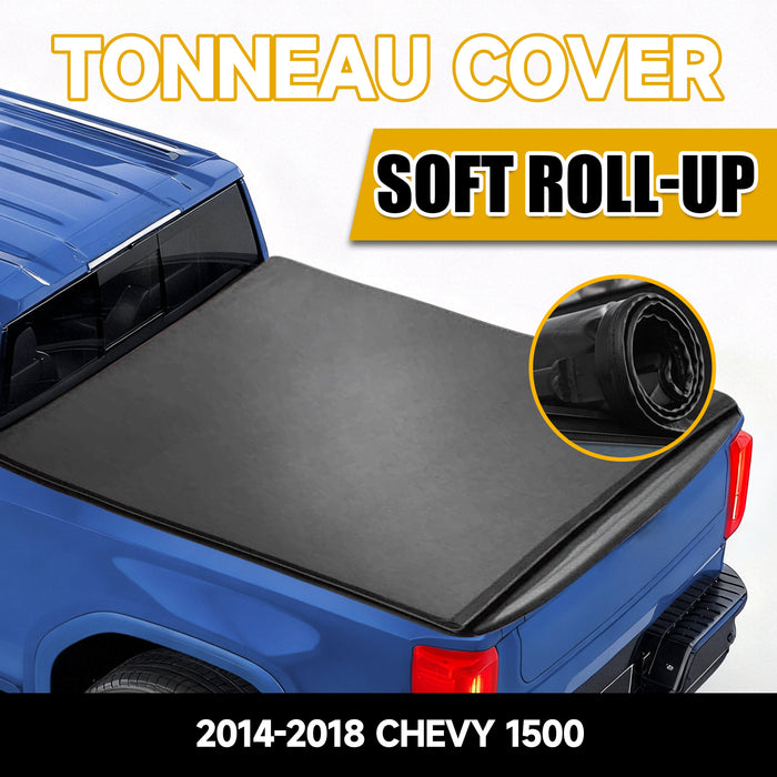 Trucktok 2014-2018 Chevy Silverado Sierra 5.8FT Soft Roll Up Tonneau Cover Bed