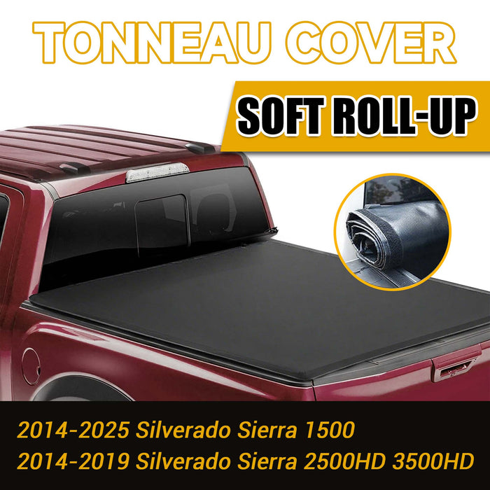 Trucktok 2014-2018 Chevy Silverado Sierra 6.5FT Soft Roll Up Tonneau Cover Bed