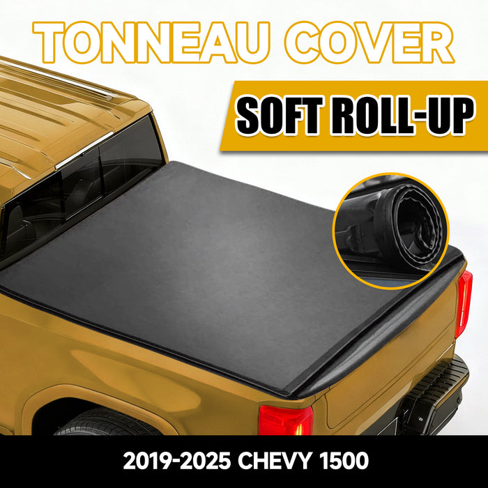Trucktok 2019-2025 Chevy Silverado Sierra 5.8FT Soft Roll Up Tonneau Cover Bed