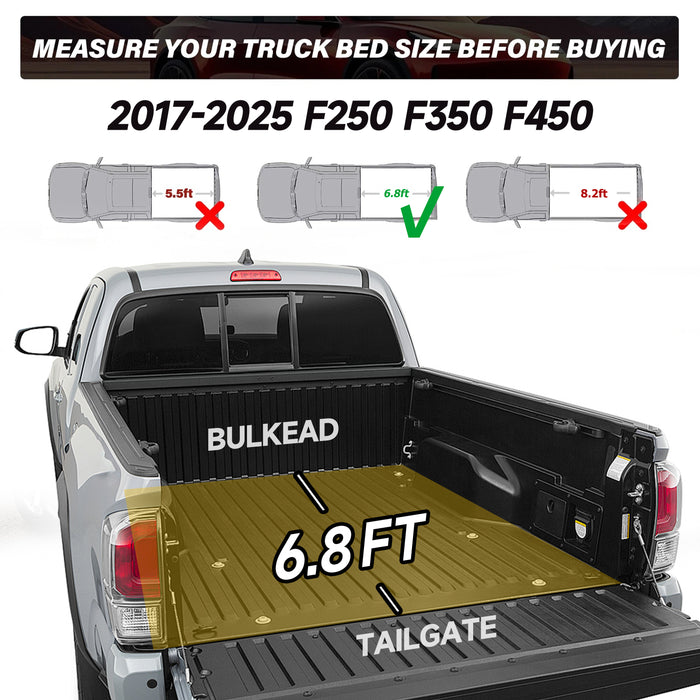 Trucktok 2017-2025 Ford F250 F350 Super Duty 6.8FT Soft Roll Up Tonneau Cover Truck Bed