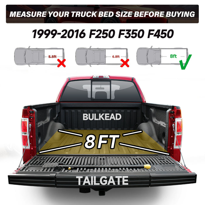 Trucktok 1999-2016 Ford F250 F350 Super Duty 8FT Soft Roll Up Tonneau Cover Bed
