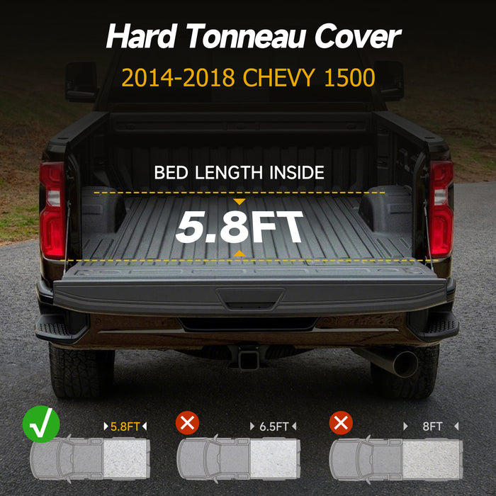 Trucktok 2014-2018 Chevy Silverado Sierra 5.8FT Soft Roll Up Tonneau Cover Bed