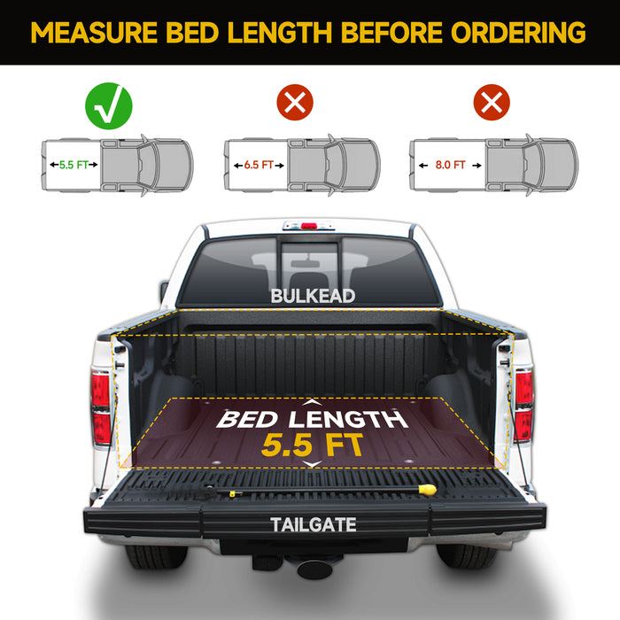 Trucktok 2015-2025 Ford F150 5.5FT Soft Roll Up Tonneau Cover Truck Bed