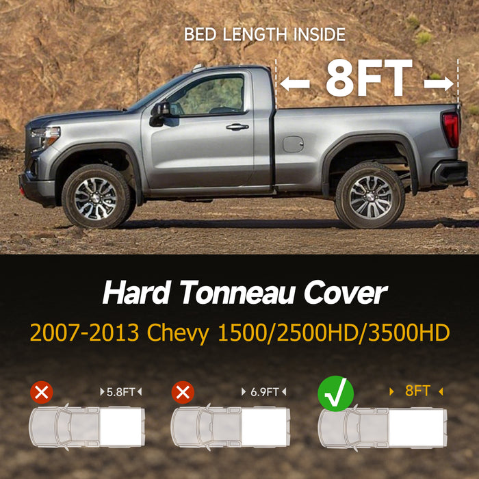 Trucktok 2007-2013 Chevy Silverado Sierra 8FT Soft Roll Up Tonneau Cover Bed