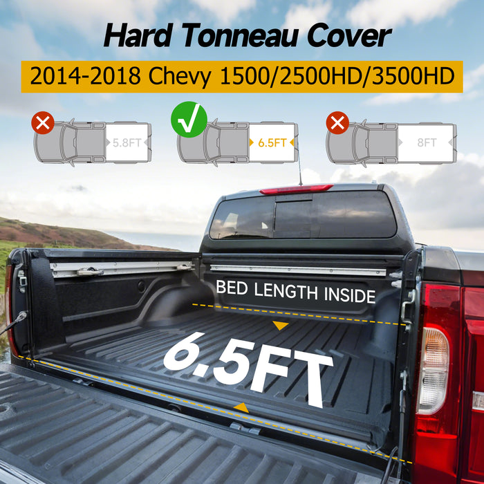 Trucktok 2014-2018 Chevy Silverado Sierra 6.5FT Soft Roll Up Tonneau Cover Bed