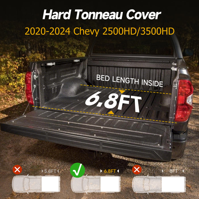 Trucktok 2020-2024 Chevy Silverado Sierra 6.8FT Soft Roll Up Tonneau Cover Bed