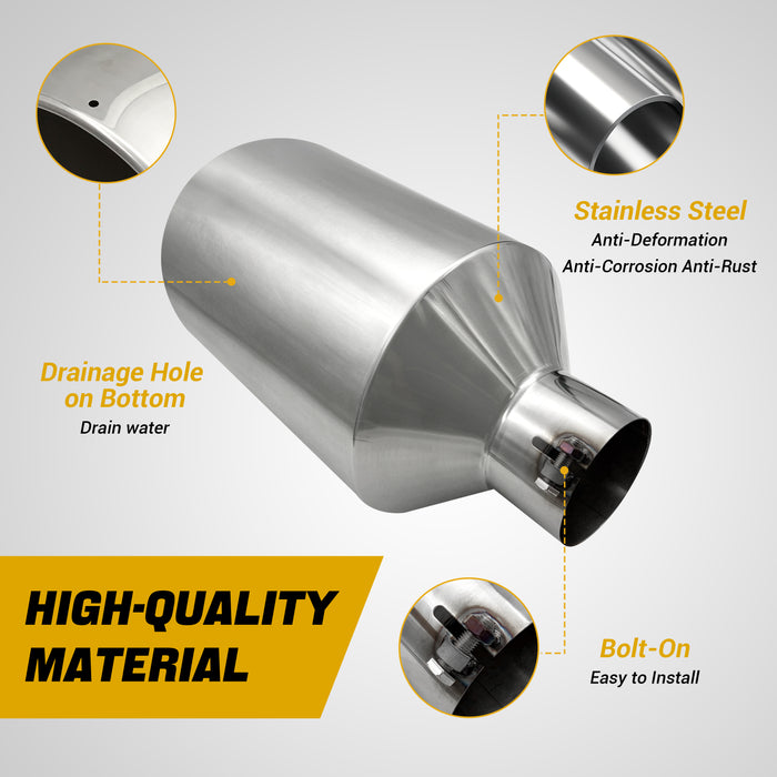 Trucktok 4" Inlet 10" Outlet 18" Overall Length Stainless Steel Bolt On Exhaust Tailpipe Tip