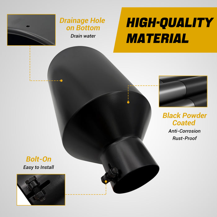 Trucktok 4" Inlet 10" Outlet 18" Overall Length Bolt On Exhaust Tailpipe Tip Black