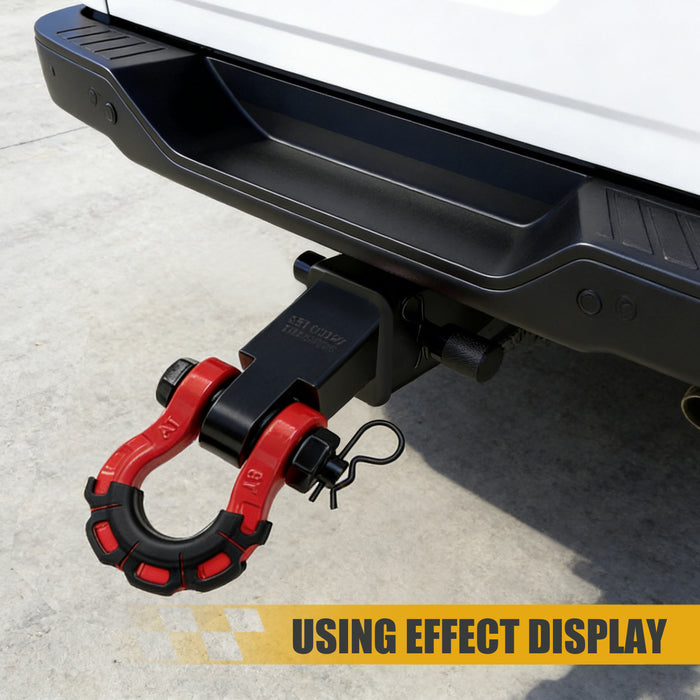 Trucktok 2" Receiver Heavy Duty Shackle Hitch Receiver 3/4 D-Ring and 5/8" Lock Pin 70,000 lbs Break Strength Off-Road Recovery Kit