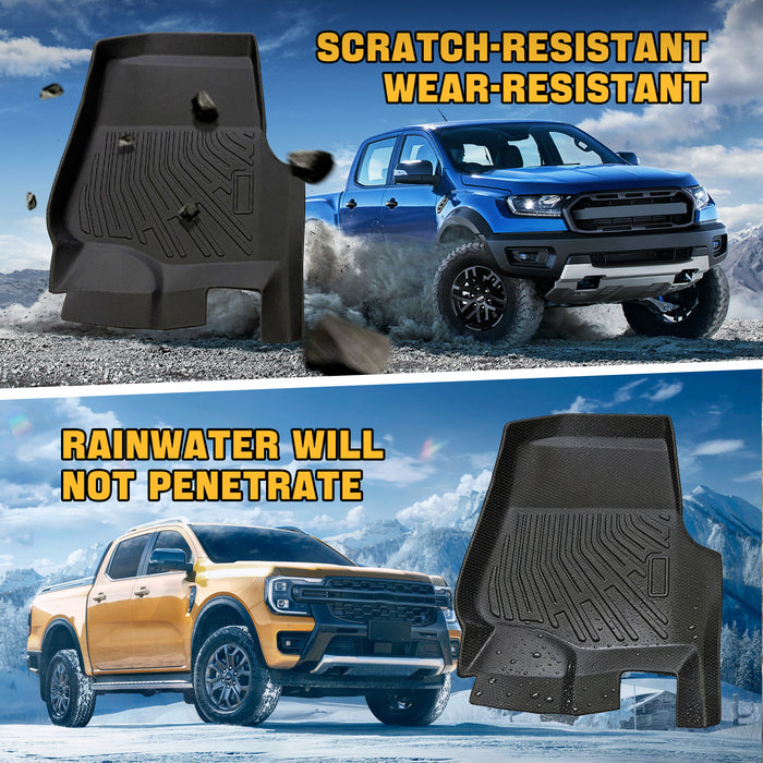 Trucktok 2015-2025 Ford F150 / F-150 Lightning SuperCrew Cab With Seat Storage All-Weather TPE Floor Mats