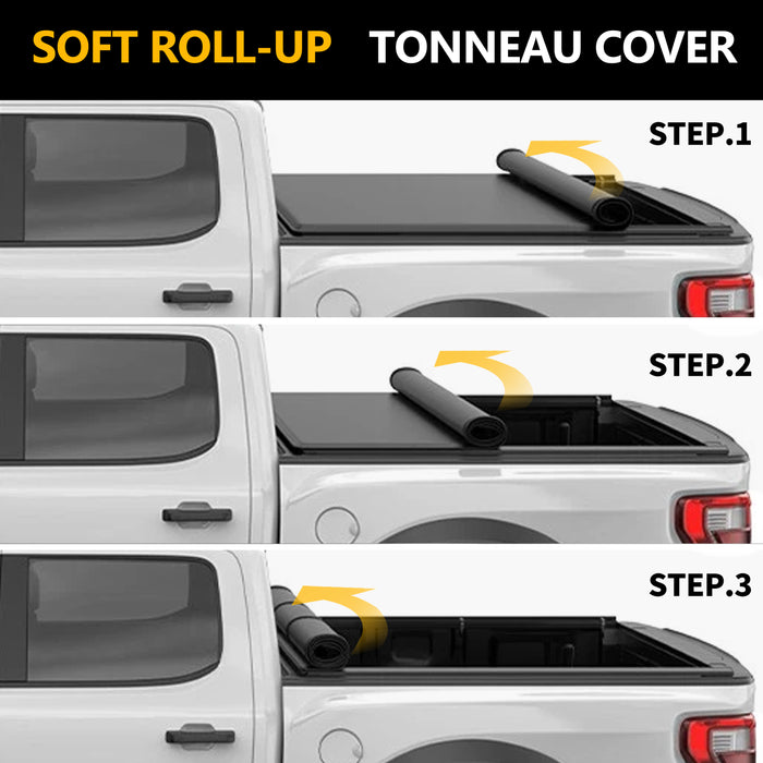 Trucktok 2014-2025 Chevy Silverado Sierra 8FT Soft Roll Up Tonneau Cover Bed