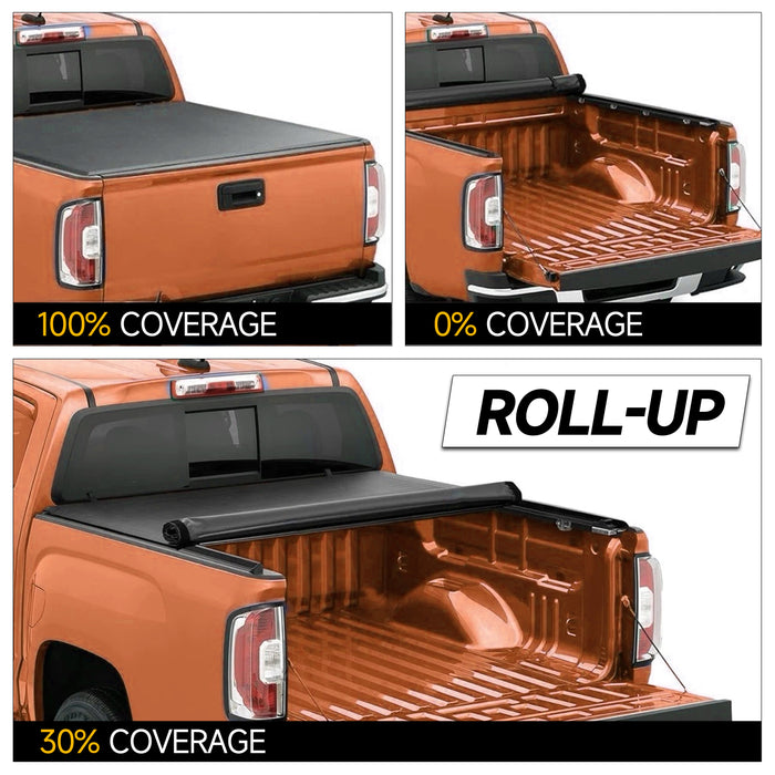 Trucktok 2007-2014 Chevy Silverado Sierra 5.8FT Soft Roll Up Tonneau Cover Bed